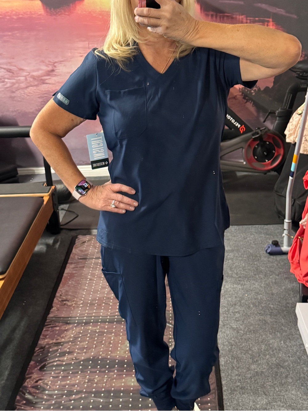 Med Couture Navy Blue Scrubs Pants & Top Set Small NWT